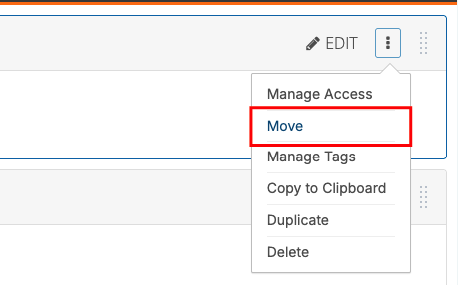The action icons for components, with the Move icon highlighted.