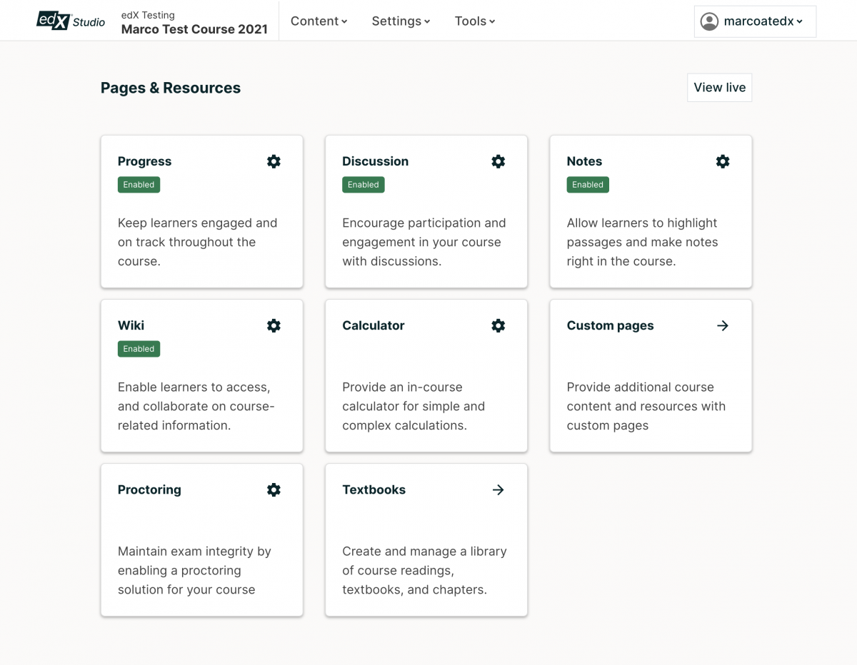 new Pages & Resources page in Studio